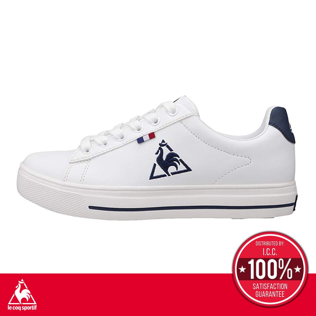 ภาพหน้าปกสินค้าle coq sportif รองเท้าผู้ชาย-หญิง รุ่น TELUNA BOUND COURT สีขาว-กรม รองเท้าผ้าใบสีขาว รองเท้าแฟชั่น แบบผูกเชือก