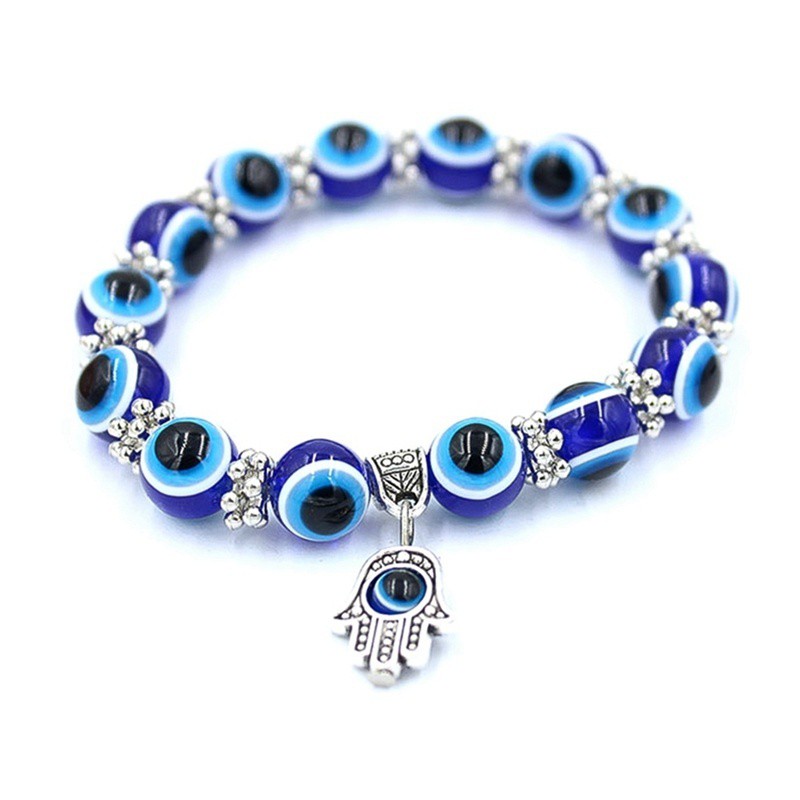 สร้อยข้อมือกําไลข้อมือยางยืดร้อยลูกปัดแฮนด์เมด-hamsa-fatima-evil-eye