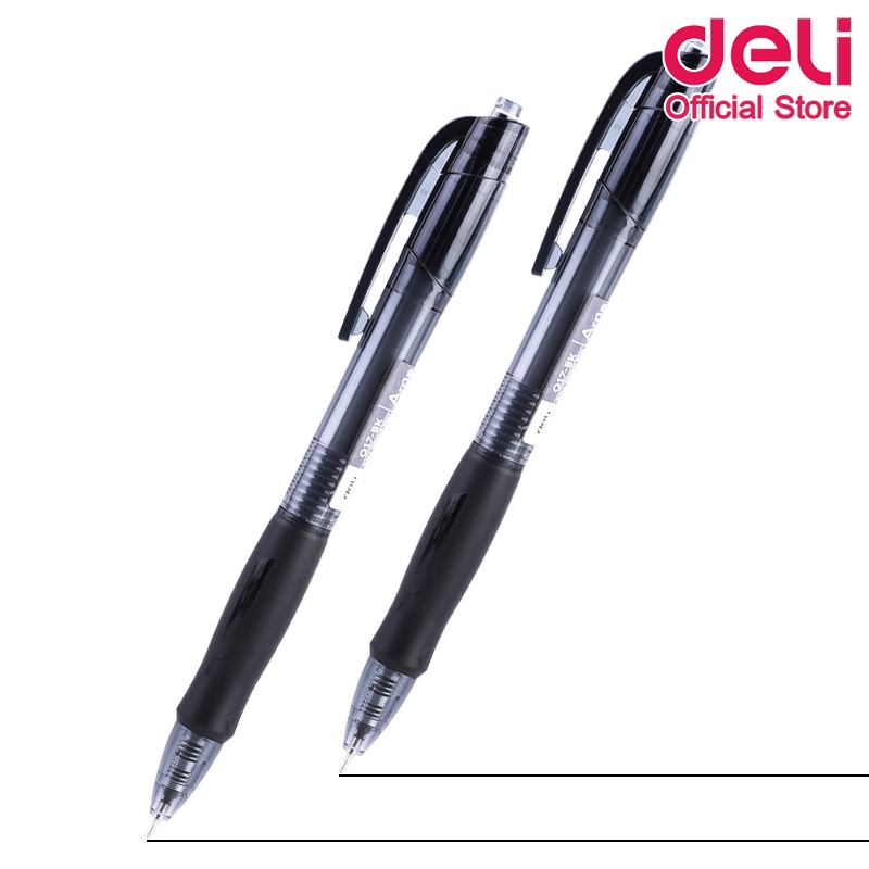 deli-q17-ballpoint-pen-mini-tip-0-7mm-ปากกาลูกลื่นแบบกด-หมึกสีดำ-ขนาด-0-7mm-แพ็คกล่อง-12-แท่ง-ปากกา-ปากกาลูกลื่น-เครื่องเขียน