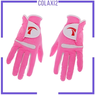 ( Colaxi2 ) ถุงมือกอล์ฟไฟเบอร์กันลื่นระบายอากาศสีชมพู 4 ขนาด 1 คู่