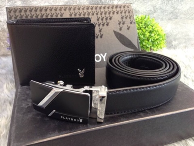 playboy-leather-belt-amp-wallet-value-pack-oem-factory-เข็มขัดหนัง-กระเป๋าสตางค์หนังแท้