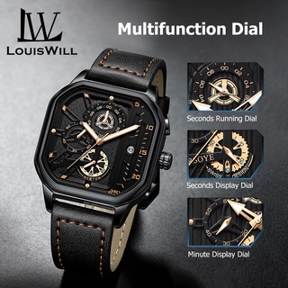 ภาพหน้าปกสินค้าLouiswill นาฬิกาข้อมือควอตซ์แฟชั่น สายหนัง เรืองแสง กันน้ํา ปรับหน้าปัดได้ 3 ระดับ 3ATM สําหรับบุรุษ ที่เกี่ยวข้อง