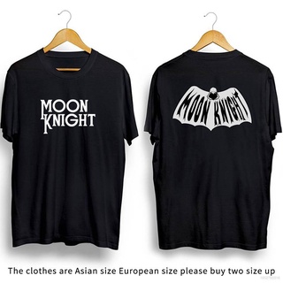 เสื้อยืดคอกลม พิมพ์ลาย Marvel Moon Knight น่ารัก สไตล์เรโทร สําหรับผู้ชาย และผู้หญิง มีสีดํา สีขาว