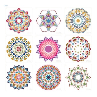 Chua แผ่นแม่แบบ ลายฉลุ Mandala ขนาดใหญ่ 12x12 นิ้ว ใช้ซ้ําได้ สําหรับตัดพื้น ผนัง กระเบื้อง เฟอร์นิเจอร์