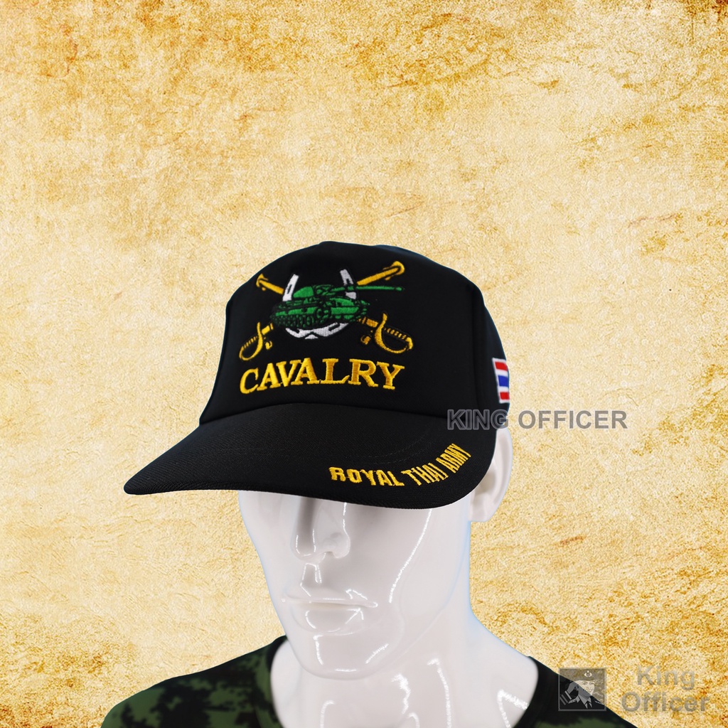 หมวกแก๊ปทหารม้า-cavalry-กองทัพบก-ทบ-ปักตรา-เหล่าทหารม้า-สีดำ