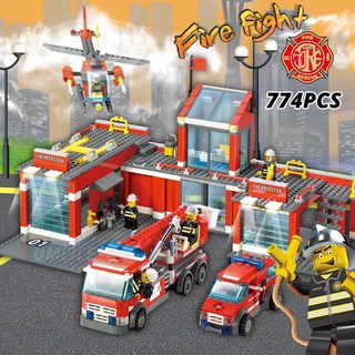 774 PCS KAZI 8051 Building Blocks Fire Station Model City Bricks Educational Toys For Kids