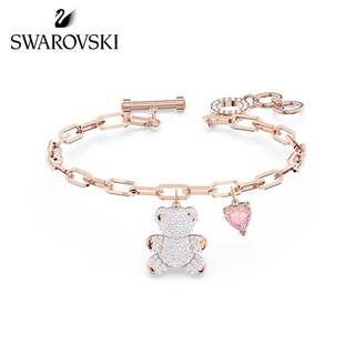 สร้อยคอ สายคล้อง [ส่งจากกรุงเทพ] Swarovski สวารอฟสกี้ สร้อยข้อมือ ของขวัญสำหรับคนพิเศษ พร้อมส่ง หมี หัวใจสีชมพู ของแท้ 1