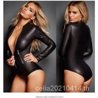 Sexy Lingerie Womens Sexy Tight One-Piece Highlight Curve Zipper