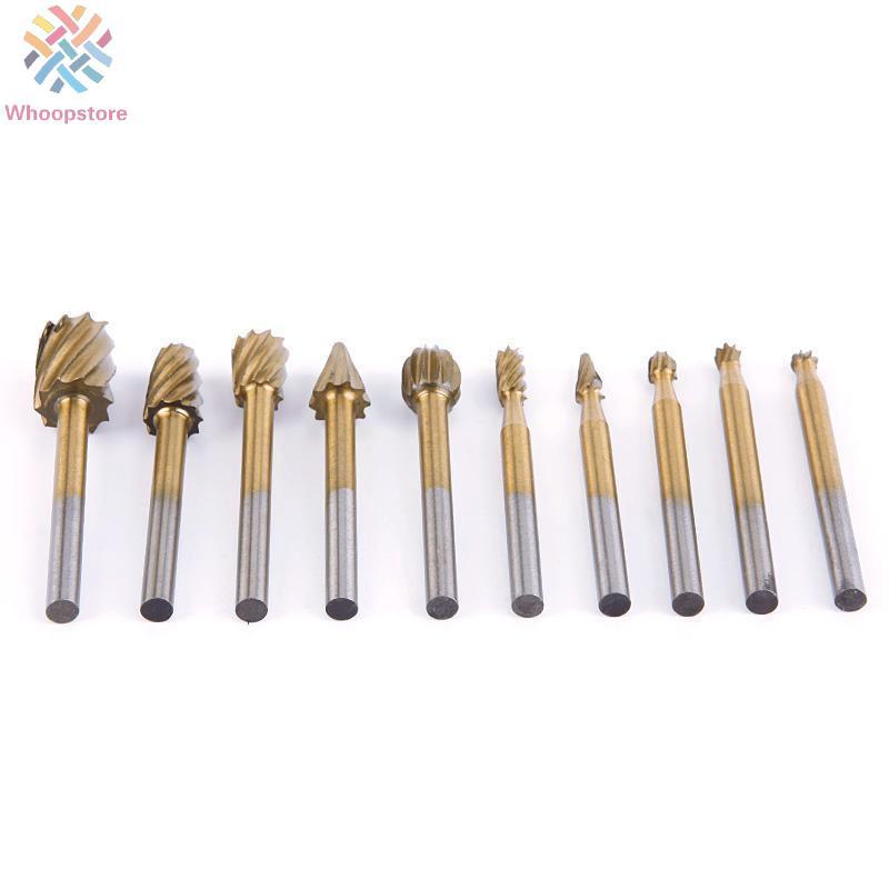 ภาพขนาดย่อของภาพหน้าปกสินค้าSet Wood Cutter Drill Router Hss For Engraving 10pcs Burr Grinding Rotary Tool จากร้าน whoopstore.th บน Shopee ภาพที่ 4