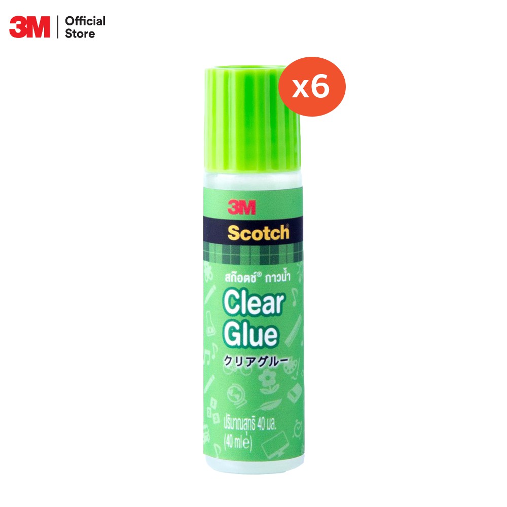 สก๊อตช์-กาวน้ำ-scotch-clear-glue-40ml-แพ็ค-6-ขวด