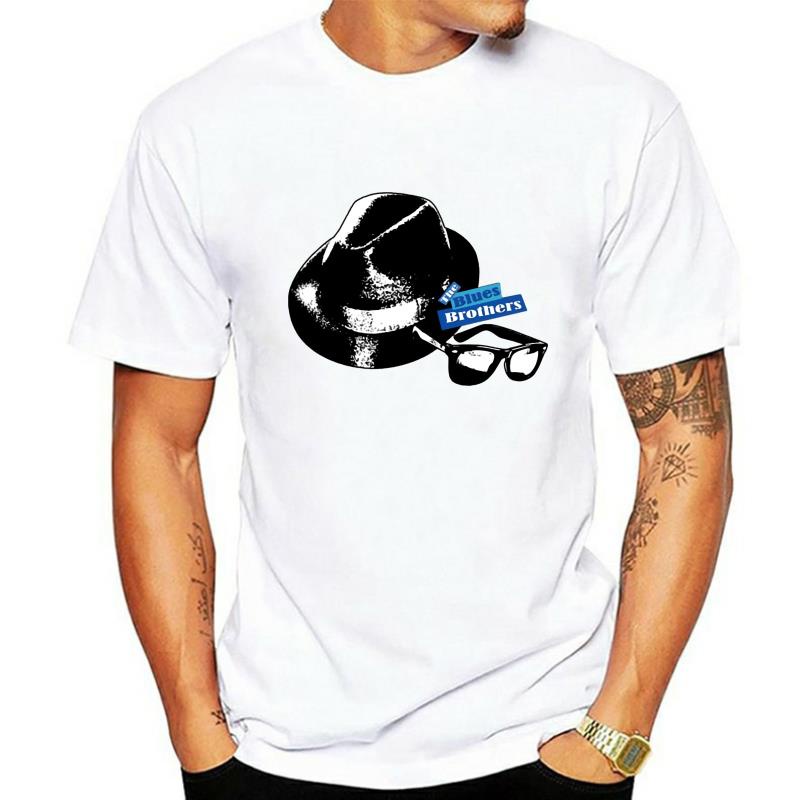 เสื้อยืดพิมพ์ลายแฟชั่น-เสื้อยืด-พิมพ์ลายภาพยนตร์-the-blues-brothers-hat-glasses-สไตล์คลาสสิก-สําหรับผู้ใหญ่