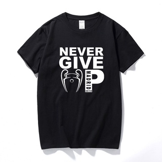 เสื้อยืดcalandfashionFmphdb54obimgg75 เสื้อยืดลําลอง ผ้าฝ้าย แขนสั้น พิมพ์ลาย Camisetas Hombre Never Give Up Madrid Leag