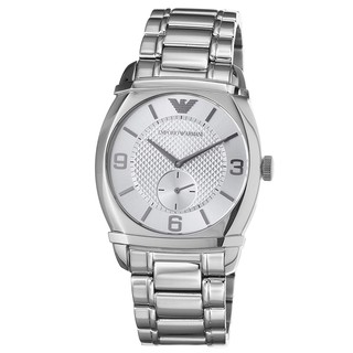 Emporio Armani Mens AR0339 Silver Stainless-Steel Quartz Watch with Silver Dial