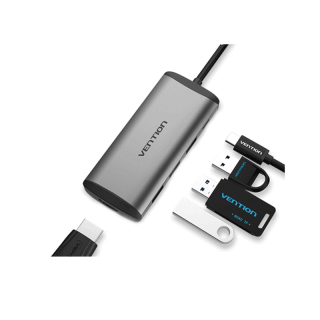 [ส่งไวจากไทย] Vention อะเเดปเตอร์ 5-in-1 พอร์ตฮับ USB Type-C พร้อม HDMI 4K USB 3.0 PD ช่องชาร์จ สำหรับแล็ปท็อป USB-C โทรศัพท์มือถือ