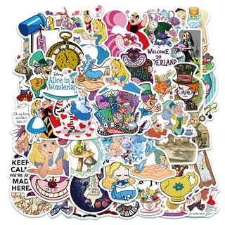 สติกเกอร์พีวีซี ลายการ์ตูน Alice In Wonderland กันน้ํา 50 ชิ้น