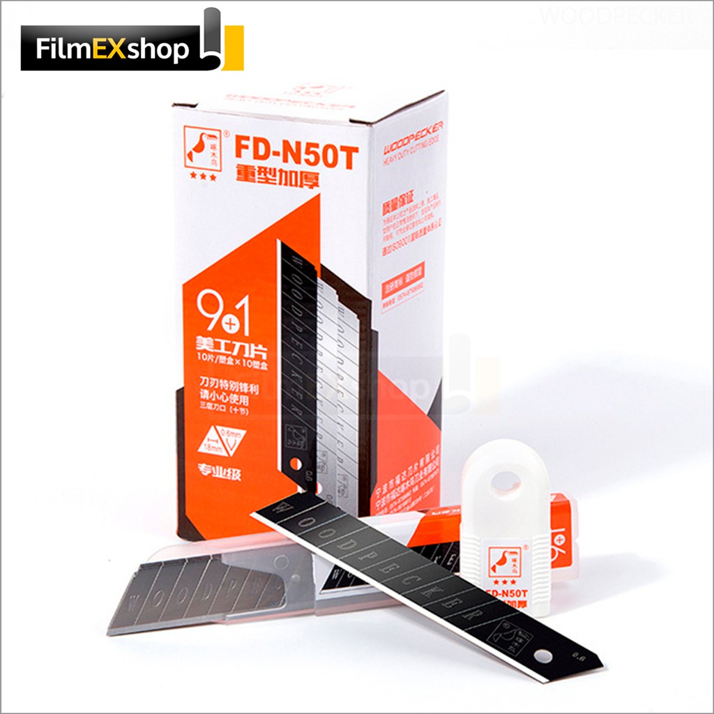 fd-n50t-ใบมีดคัตเตอร์-18มม-หลอด-10-ใบ-woodpecker-knife-cutter-blade