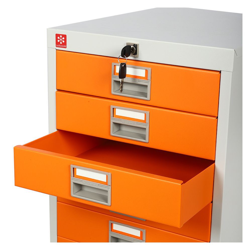 ตู้เอกสาร-ตู้ลิ้นชักเหล็ก-15-ลิ้นชัก-lucky-world-สีส้ม-เฟอร์นิเจอร์ห้องทำงาน-เฟอร์นิเจอร์และของแต่งบ้าน-cabinet-15-drawe