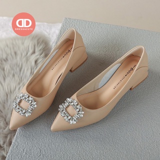 สินค้า โค้ด \"𝟭𝟭𝟭𝟭𝗪𝗦𝟭𝟱𝟬\" ลดเพิ่ม 𝟭𝟭% 👠3641 หนังวัวแท้ รองเท้าหัวแหลม ส้นสูง 1 นิ้ว แต่งอะไหล่เพชร