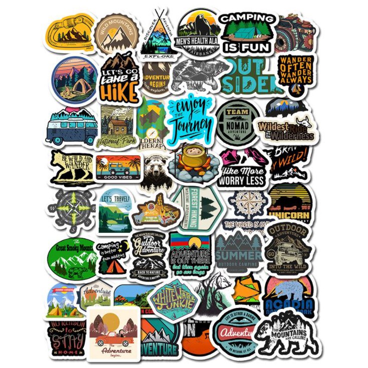 02-stickers-50-outdoor-adventure-travel-stickers-สติ๊กเอาท์ดอร์-กางเต็นท์-camping-outdoor