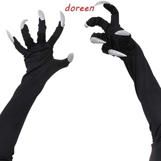 Doreen ถุงมือคอสเพลย์ฮาโลวีน เทศกาลที่น่ากลัว ปาร์ตี้ แต่งตัว ถุงมือยาว สําหรับผู้หญิง ผี กรงเล็บ อุปกรณ์ประกอบฉากแฟนซี