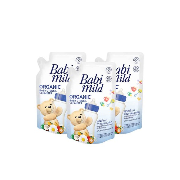 ภาพสินค้าแพค 3 สุดคุ้ม Babi Mild ผลิตภัณฑ์ น้ำยา ล้างขวดนมเด็ก เบบี้มายด์ ถุงเติม รีฟิล 600มล 3 ถุง Organic Baby Utensil Cleanser จากร้าน a.doi บน Shopee ภาพที่ 8