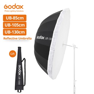 Godox Parabolic ร่มสะท้อนแสง 85 ซม. 105 ซม. 130 ซม. พร้อมฝาครอบเงินสีดํา 33.5 นิ้ว 41 นิ้ว