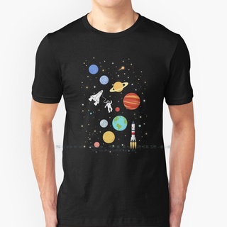 เสื้อยืดผ้าฝ้ายเสื้อยืด พิมพ์ลายนักบินอวกาศ แผนที่โลก จรวดอวกาศ สําหรับเด็กL XL  XXL 3XL