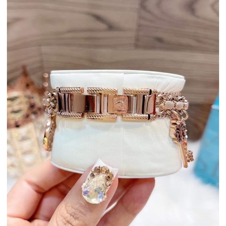 ส่งฟรี-ผ่อน0-anne-klein-womens-premium-crystal-accented-rose-gold-tone-charm-bracelet-watch