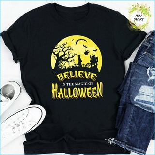เสื้อยืดผ้าฝ้ายพิมพ์ลาย พร้อมส่ง เสื้อยืด พิมพ์ลาย Beliveve In The Magichalloween Happy Halloween หลากสี สําหรับผู้ชาย