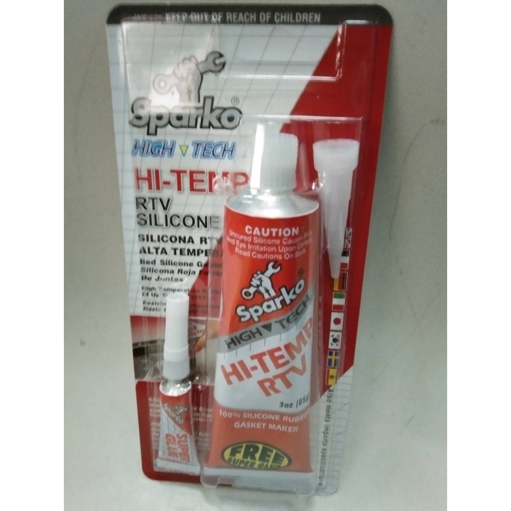 ราคาและรีวิวSparko กาวแดง HI-TEMP RTV 85 กรัม กาวทดแทนประเก็น RTV GASKET SEALANT  แถมฟรี กาว super glue