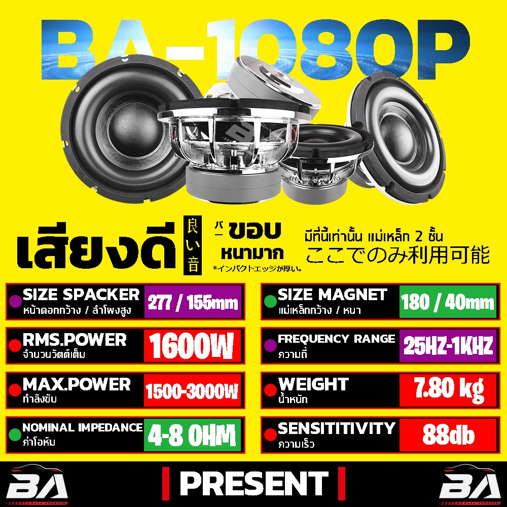 ba-sound-ลำโพงซับวูฟเฟอร์-ขนาด-10-นิ้ว-ba-10180p-แม่เหล็ก180-40-แม่เหล็ก-2-ชั้น-วอยซ์คู่-ลำโพงซับ-10-นิ้ว-ลำโพง-10-นิ้ว