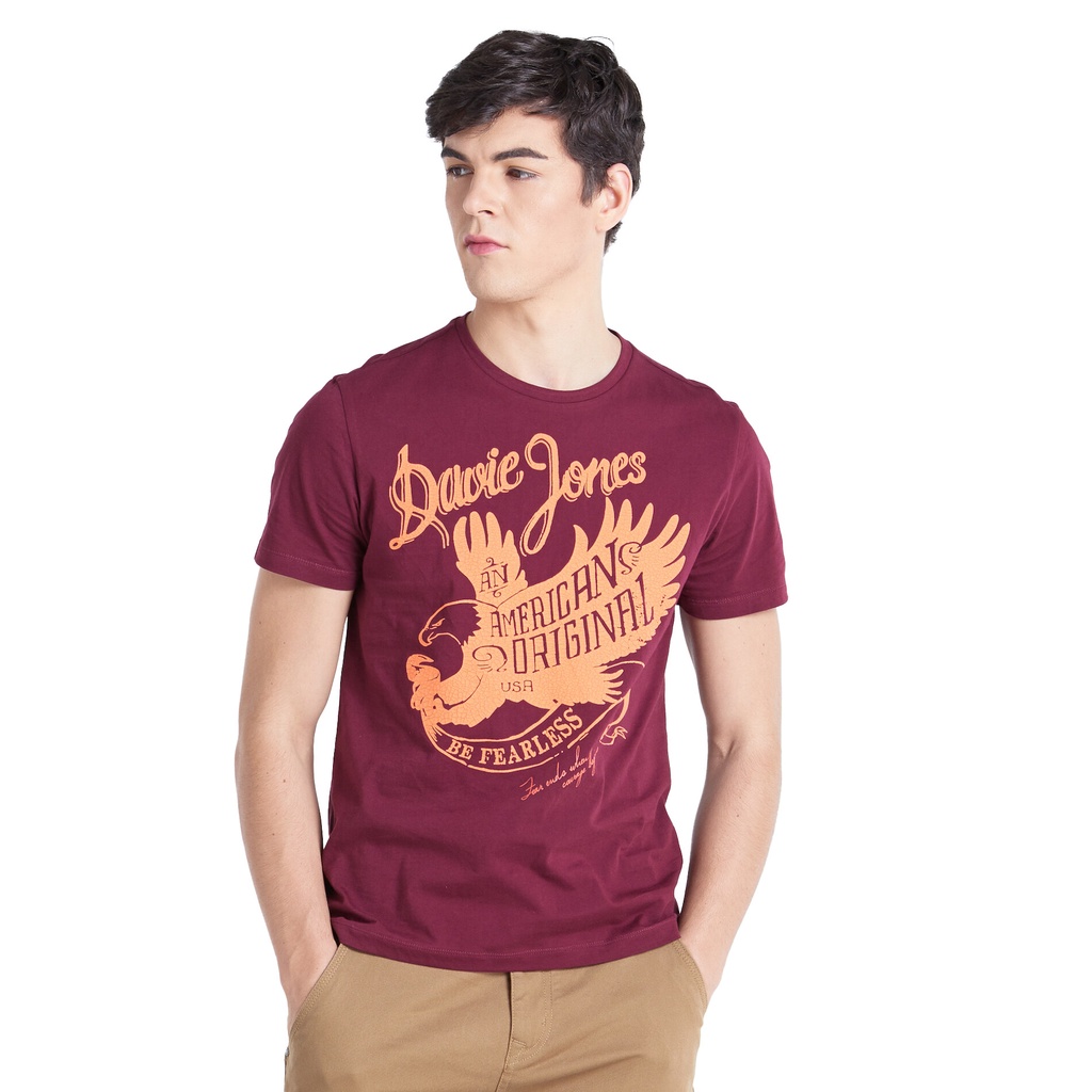 เสื้อยืดสีขาวdavie-jones-เสื้อยืดพิมพ์ลาย-สีแดง-graphic-print-t-shirt-in-red-tb0258ma