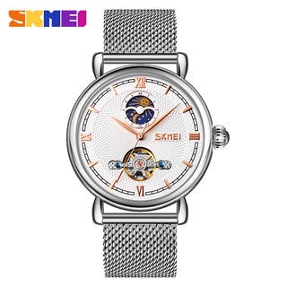 Skmei นาฬิกาข้อมืออัตโนมัติ สายสแตนเลส กันน้ํา สไตล์นักธุรกิจ แฟชั่นหรูหรา สําหรับผู้ชาย