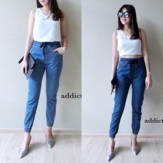 Tie up denim pants