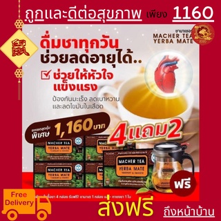 **ส่งฟรี** แท้ 💯% พร้อมส่งทันที โปรพิเศษ 4 แถม 2 ชามาเชอร์ ชามาเต MACHER TEA YERBA MATE Machertea ชามาเชอร์ เยอร์บามาเต