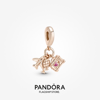 Pandora เครื่องบินชุบโรสโกลด์ 14K ของขวัญวันเกิด สําหรับสุภาพสตรี p615