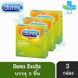 ภาพหน้าปกสินค้าDurex Excita ดูเร็กซ์ เอ็กซ์ไซตา ขนาด 53 มม บรรจุ 3 ชิ้น [3 กล่อง] ถุงยางอนามัย ผิวแบบขีด condom ถุงยาง ที่เกี่ยวข้อง