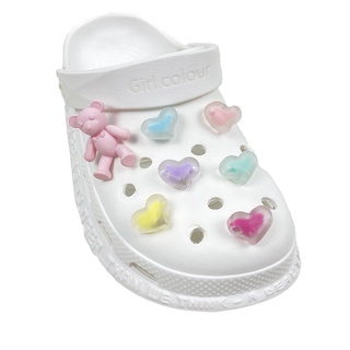CROCS เครื่องประดับ จี้รูปหัวใจ และหมี สีแคนดี้ แฟชั่นสําหรับเด็ก