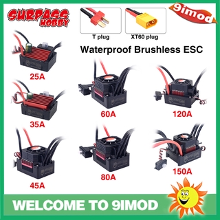 Surpasshobby ESC 150A 80A 120A 25A 35A 45A 60A ตัวควบคุมความเร็วไฟฟ้า กันน้ํา สําหรับมอเตอร์ไร้แปรงถ่านรถบังคับ 1/8 1/10 1/12