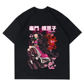 เสื้อยืดสีขาวGILDAN Nezuko Kamado เสื้อยืดผ้าฝ้าย แขนสั้น พิมพ์ลายอนิเมะญี่ปุ่น Demon Slayer Kimetsu no Yaiba โอเวอร์ไซซ