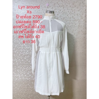 เดรสสั้น สีขาว แขนยาว มือหนึ่งป้ายห้อย LYN AROUND SIZE XS