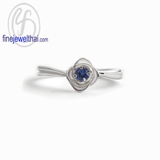 Finejewelthai-แหวนไพลิน-ไพลินแท้-แหวนเงินแท้-พลอยประจำเดือนเกิด-Blue-Sapphire-Silver-Ring-Birthstone-R1375bl