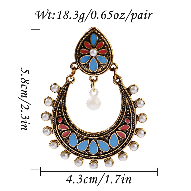 jhumka-ต่างหูระย้า-ประดับมุก-รูปดอกไม้-สีฟ้า-สไตล์โบฮีเมียน-วินเทจ-สีทอง-เครื่องประดับแฟชั่นสตรี