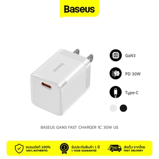 Baseus GAN3 หัวชาร์จเร็ว USB Type-C PD Fast Charger Adapter 1C 30W US