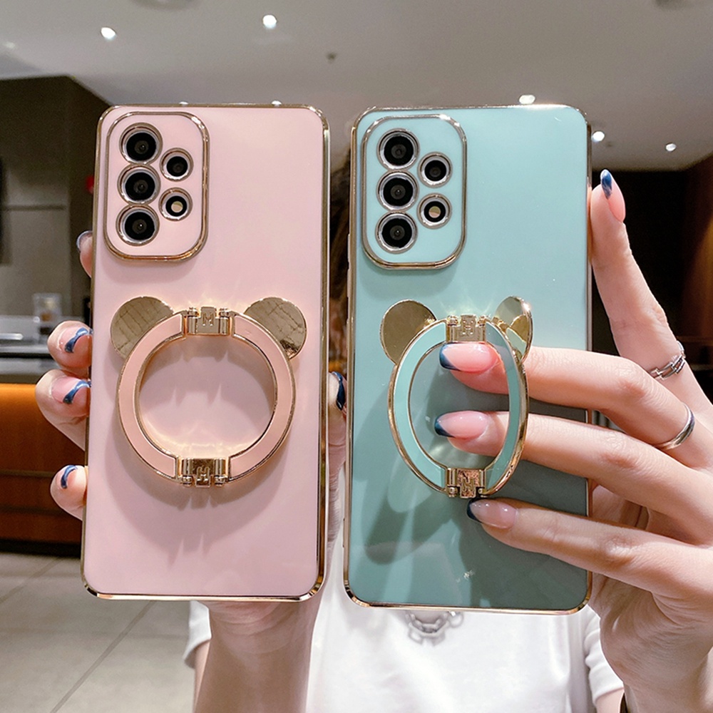 เคสโทรศัพท์มือถือ-ป้องกันเลนส์-พร้อมขาตั้ง-สีวาว-สําหรับ-smsung-a04s-a73-a53-a33-a23-a13-5g-a03-a03s-a72-a52-a32-a52s