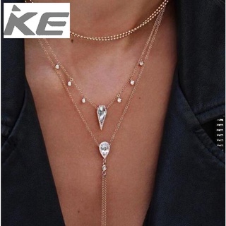 Simple set with imitation diamond drop necklace alloy tassel necklace for girls for women low