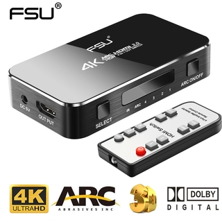 ภาพหน้าปกสินค้าFsu อะแดปเตอร์แยก HDMI 4 In 1 HDMI 2.0 4K พร้อมตัวแยกเสียง SPDIF 3.5 มม. สําหรับ Nintend PS3 PS4 HDTV ที่เกี่ยวข้อง