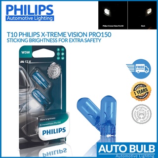 หลอดไฟ T10 Philips X-treme Vision Pro150 3700K Warm White หลอดอัพเกรด สว่างขึ้น 150% สีเหลืองนวล ของแท้ ประกัน 1 ปี