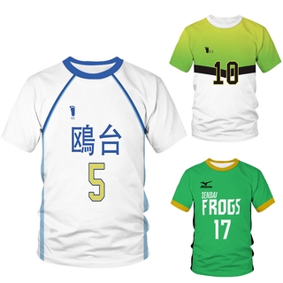 Haikyuu เสื้อยืดแขนสั้นคอก ลมสําหรับผู้ชาย