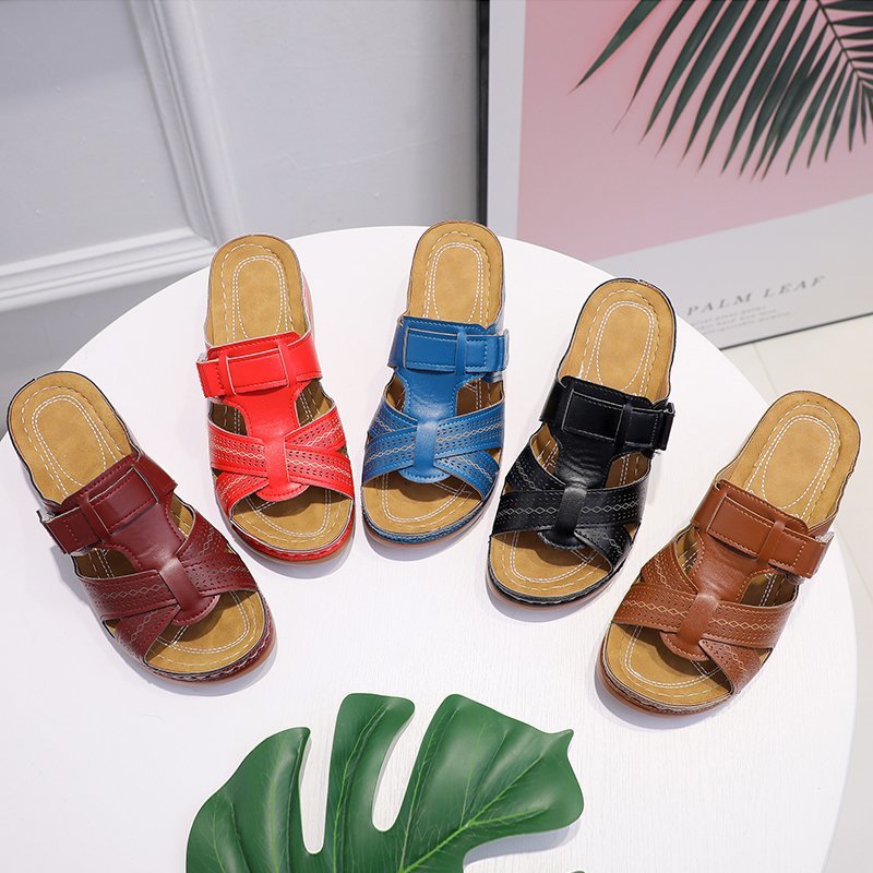 ภาพสินค้าAtikota รองเท้าแตะสตรีหนัง Pu กันลื่นเปิดหน้าเท้า จากร้าน atikotafashion.th บน Shopee ภาพที่ 7